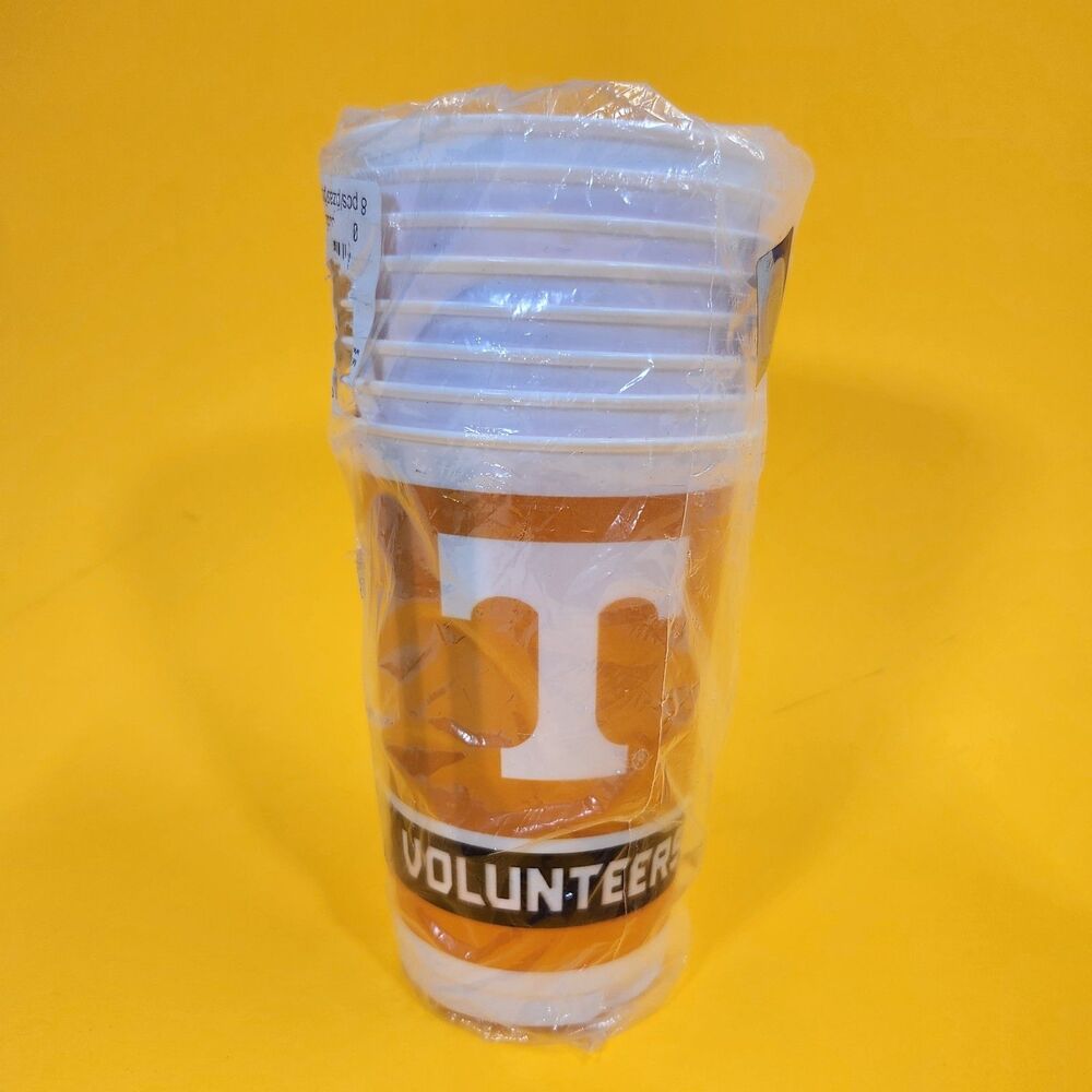 Tennessee Volunteers Plastic Cups Lot of 8 New Sealed Party Tailgate Drinkware